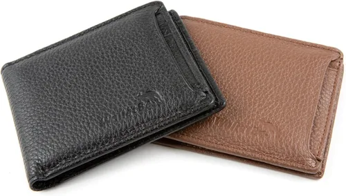 Vista 7 de WalletBe Billfold RFID Wallet de cuero para hombre Pebbled Marrón Cartera RFID
