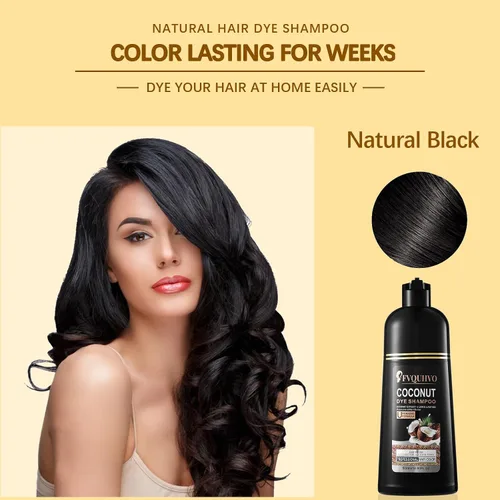Vista 6 de Champú de tinte de coco para cabello castaño, color instantáneo 3 en 1, champú de tinte para mujeres y hombres