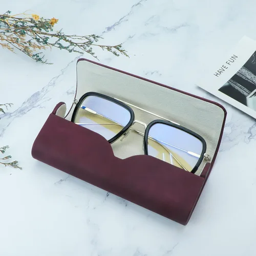 Vista 5 de Estuche rígido de cuero portátil unisex resistente a la compresión, funda protectora para gafas de sol