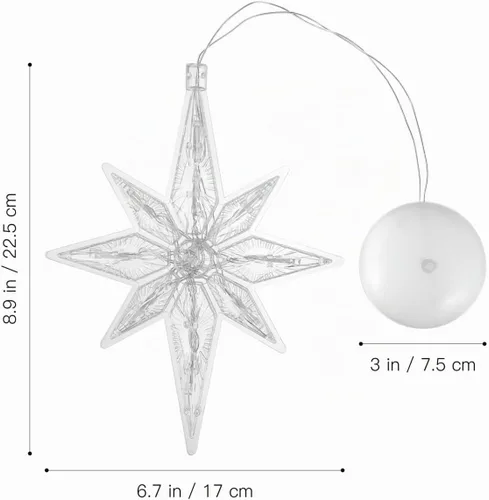 Vista 2 de Uonlytech Luz de ventana de estrella de Navidad, luces LED de estrella colgantes de Navidad con ventosa, funciona con pilas, luz de estrella