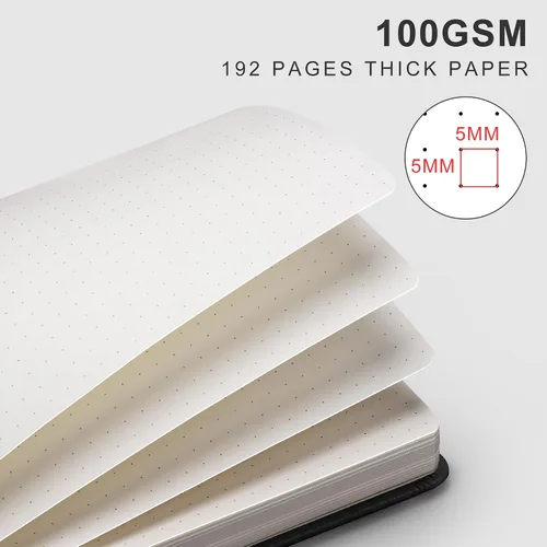 Vista 3 de EMSHOI Diario punteado, 8.5 x 11 pulgadas, tapa dura de cuero para mujeres y hombres, 192 páginas, cuaderno de cuadrícula de puntos de 100 GSM