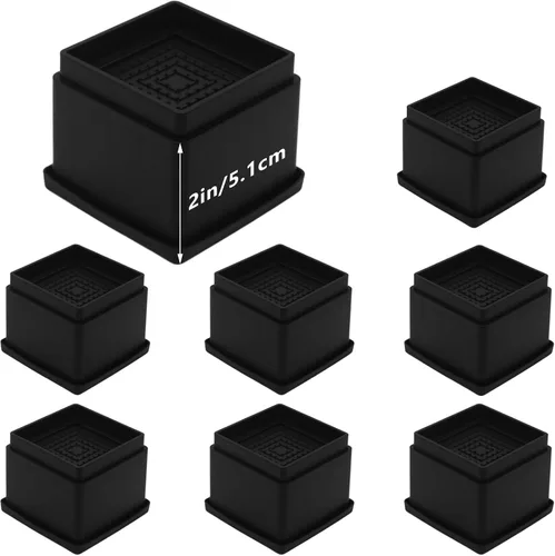 Vista 11 de 4 juegos de elevadores de muebles - elevadores de cama negros de 1", 2" o 3" pulgadas, elevadores redondos apilables resistentes para mesa, sofá