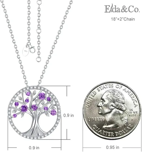 Vista 6 de Collar de árbol de la vida para mujer, collar de perlas esmeralda piedras natales de mayo, junio, para esposa, mamá, regalos de cumpleaños