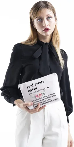 Vista 4 de TSOTMO Agente inmobiliario regalo divertido cierre regalo cremallera bolsa maquillaje bolsa para agente de bienes raíces, Beige, Resuelve Bienes