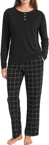 Vista 11 de U2SKIIN Pijama 100% algodón para mujer, conjunto de 2 piezas, suave, de Cuadros rosa claro/rosa claro