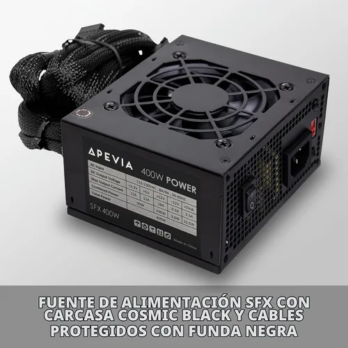 Vista 2 de APEVIA SFX-AP400W Mini ITX Solution / Micro ATX / SFX 400W Fuente de alimentación SFX Form Factor, 80mm Auto Thermal Fan, 400W SFX Power Supply