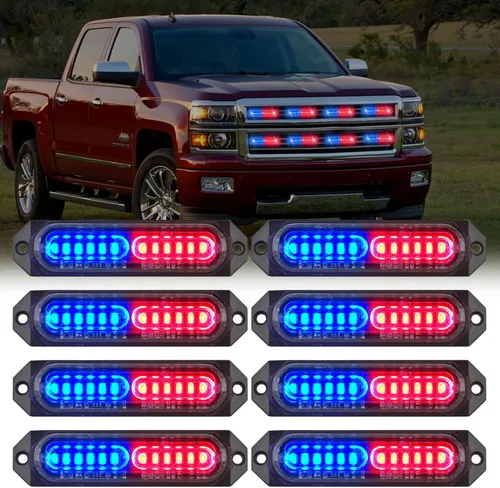 Vista 24 de Nilight 8 luces estroboscópicas LED con controlador 12 V 24 V función de sincronización verde luz de advertencia de peligro de emergencia 12 24 LED
