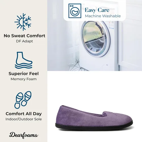 Vista 5 de Dearfoams Women's Cozy Memory Foam Indoor Rebecca Closed Back House Ballet Slipper with Wide Widths