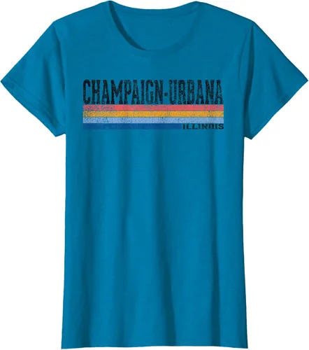 Vista 95 de clásico 1980s estilo champaign-urbana Illinois T Shirt, hombre 2XL, Blanco