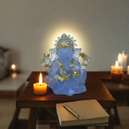 Vista 2 de Indian God Lord Ganesha Statue,Hindu Elephant Statue Ganpati Idol Buddha Sculptures,Hindu Gift,Home Temple Mandir Meditation Yoga Room Decor