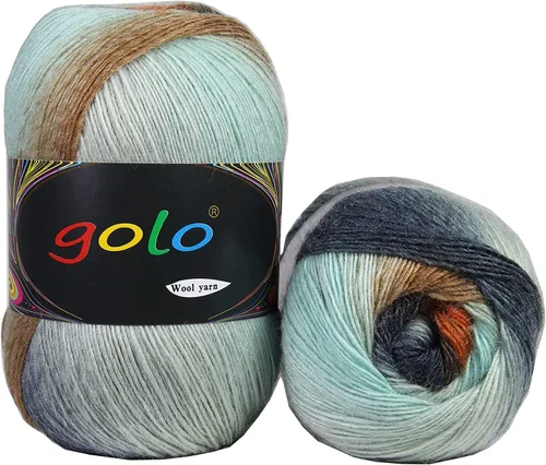 Vista 7 de Hilo de lana golo para tejer 200 yardas, hilo Cachemire multicolor arcoíris