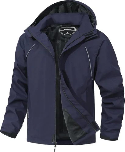 Vista 6 de Chaqueta impermeable para hombre, rompevientos, ligera, con capucha desmontable