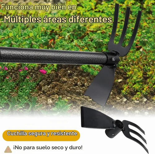 Vista 4 de Azada y Cultivador - Mango Largo de 45" - Azada de Jardín de Servicio Pesado, Azada de Pie, Herramientas de Jardín Duraderas, Azada de Cultivador