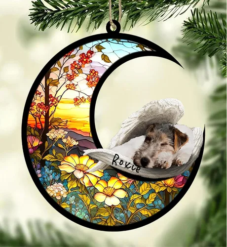 Vista 114 de Atrapasoles conmemorativo personalizado para perros, adorno navideño de Airedale Terrier, recuerdo por pérdida de mascota, regalos conmemorativos