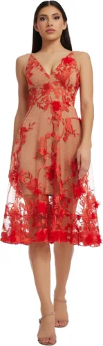 Vista 10 de Dress the Population Vestido midi para mujer Audrey, con escote profundo Begonia