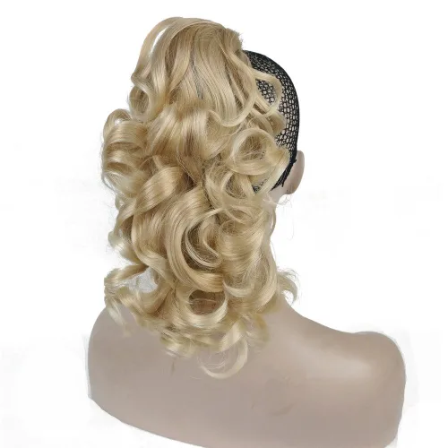 Vista 3 de Aimole Extensión de cola de caballo rizada con pinza de pelo medio largo de 12 pulgadas con clip (12TT26)