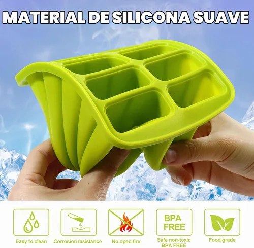 Vista 3 de Moldes de paletas de 10 cavidades con 50 piezas de palitos de paletas sin Verde