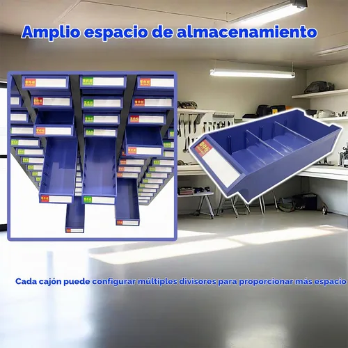 Vista 5 de TECHTONGDA Armario de almacenamiento de herramientas de pernos y tuercas, 75 cajones, gabinete de piezas contiene un kit surtido de estantes