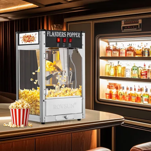 Vista 8 de Bonnlo Máquina de palomitas de maíz estilo cine con hervidor de 8 onzas que hace hasta 32 tazas, máquina de palomitas de maíz para encimera con Negro
