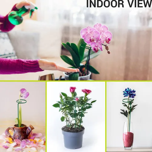 Vista 5 de 4 estacas para plantas de jardín para flores, soporte de metal para plantas de jardín de un solo tallo, soporte de flores de jardín para plantas