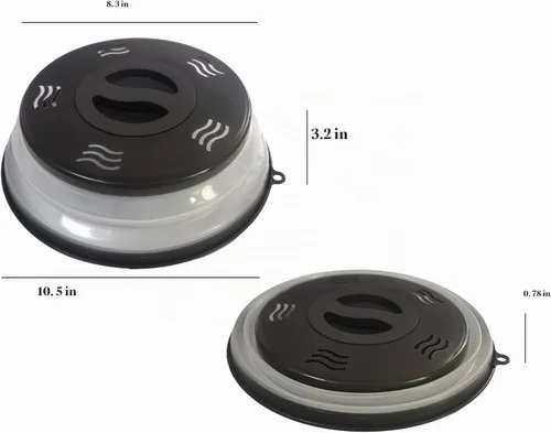 Vista 6 de Tapa para microondas con ventilación contra salpicaduras para alimentos, protector contra salpicaduras y colador, utensilio de cocina para frutas