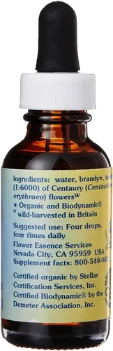 Vista 2 de Flower Essence Services Suplementos herbales con cuentagotas Centaury, 1 onza