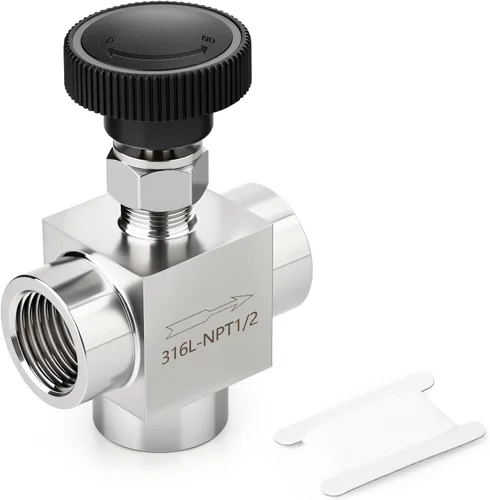 Vista 73 de TAISHER Válvula de aguja de acero inoxidable 316 con mango de rueda 1/2 "NPT macho x 1/2" NPT hembra