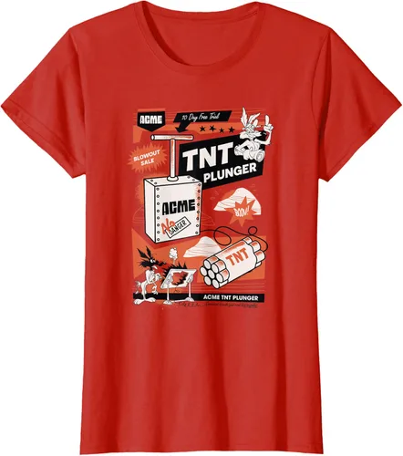 Vista 49 de Looney Tunes Wile E. Coyote - Camiseta de émbolo TNT, Blanco, S
