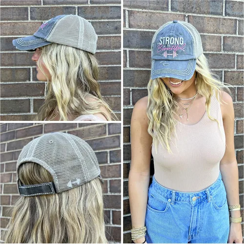 Vista 2 de Funky Junque - Gorra de béisbol para mujer, estilo vintage, con parche bordado, aspecto gastado, sin estructura