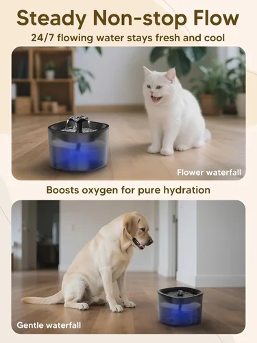 Vista 5 de Alimentador automático para gatos y fuente de agua, dispensador de alimentos secos para gatos con temporizador de 4 litros/16 tazas, llamada