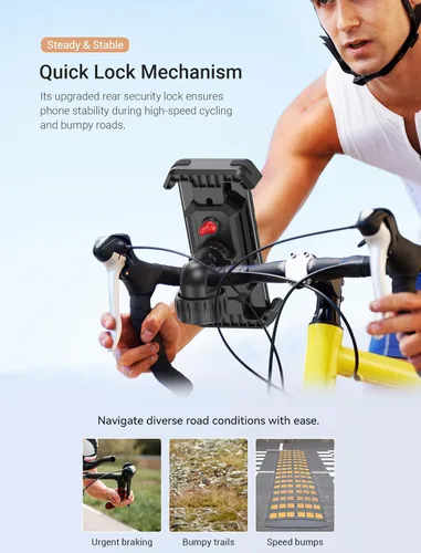 Vista 7 de VENTION Soporte de teléfono móvil para bicicleta, soporte de teléfono para bicicleta, bloqueo automático 1s, rotación de 360°