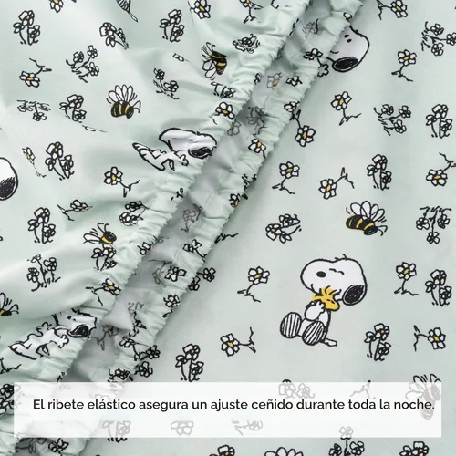 Vista 3 de Berkshire Peanuts® - Juego de sábanas tamaño individual, 3 piezas, diseño de personajes lindos Snoopy de microfibra suave, mini Snoopy y Woodstock
