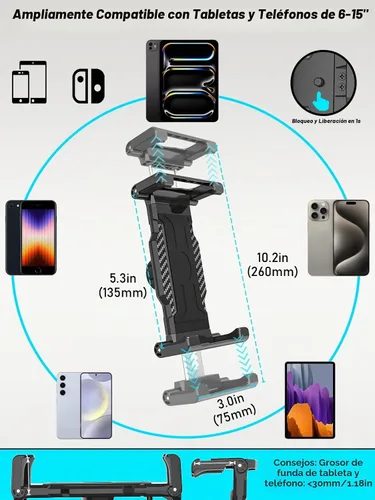 Vista 2 de Soporte para tablet de espejo retrovisor de coche para tabletas