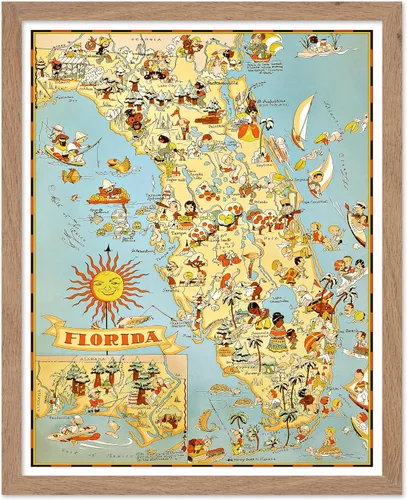 Vista 47 de Poster Master Póster retro de viaje con mapa monumental vintage de Florencia, arte italiano, gran regalo para hombres, mujeres, amantes