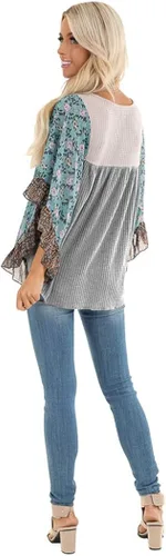 Vista 6 de CASURESS Blusa de manga 34 con estampado floral para mujer