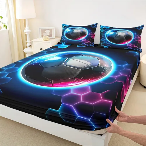 Vista 28 de Erosebridal Graffiti Rugby Ball Sheets for Boys Girls Colorful Rugby Helmet Fitted Sheet,Sports Kids Bedding Sets Football Game Bed Sets Twin 2 Piece