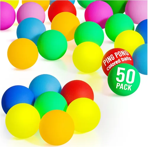 Vista 9 de D-Xam Multi Color or White Ping Pong Balls Table Tennis Ball for Games Arts Pack of 50, 30 & More, 40mm Pong Balls Party Pets School Activities