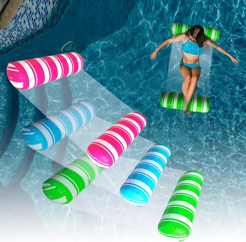 Vista 9 de Flotadores inflables para piscina, hamaca de agua de tamaño adulto, balsas de piscina, sillas flotantes, flotadores de piscina multiusos 4 en 1