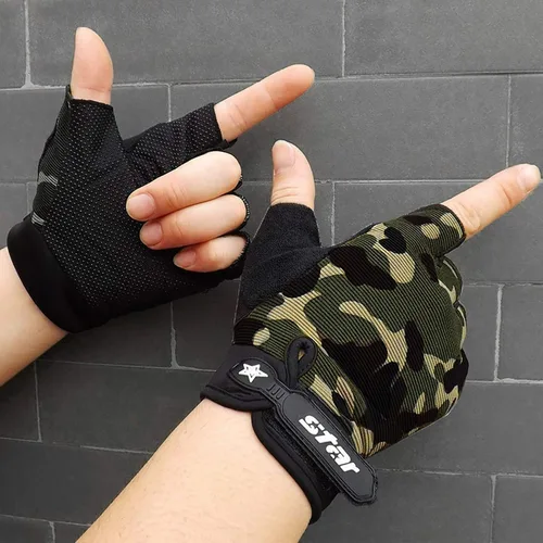 Vista 2 de olesa Guantes de ciclismo sin dedos, guantes de ciclismo para hombres, guantes de bicicleta de medio dedo para conducir, ciclismo, montar