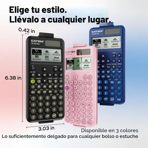 Vista 6 de CATIGA Calculadora científica negra con pantalla HD estilo libro de texto, calculadoras científicas solares y de batería para estudiantes Negro