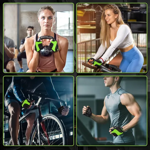 Vista 6 de GEZVOC Guantes de ciclismo para hombres y mujeres con almohadilla absorbente de golpes, agarre extra, ajuste flexible y cómodo, peso ligero, guantes