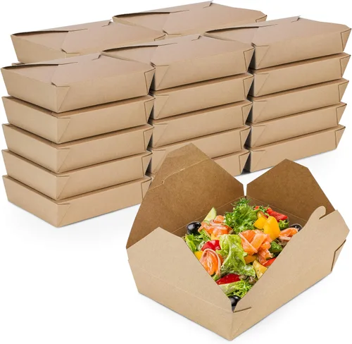 Vista 9 de Fit Meal Prep Paquete de 50 recipientes desechables de 48 onzas para llevar para microondas, cajas de papel kraft para llevar, contenedores
