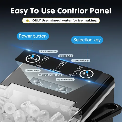 Vista 6 de Sweetcrispy - Máquina para hacer hielo de encimera, máquina de hielo portátil autolimpiable con cuchara de hielo, cesta y asa, 9 cubos en 6 minutos