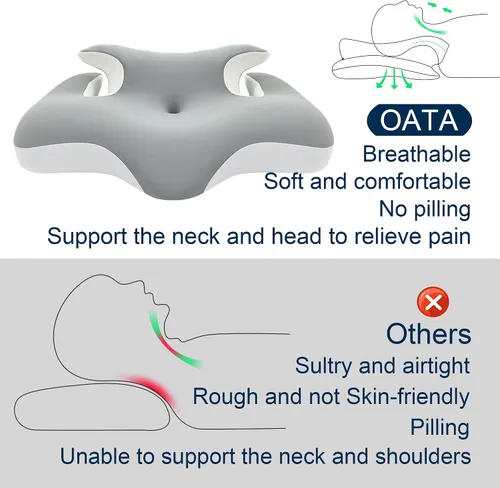 Vista 6 de Almohadas de espuma viscoelástica, almohada para dormir de lado, almohada para aliviar el dolor de cuello, almohada cervical cervical, almohada