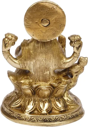 Vista 5 de ARTVARKO Laxmi Mata Blessing Sentado en Lotus con Kalash y Owl Brass Murti (5 pulgadas)