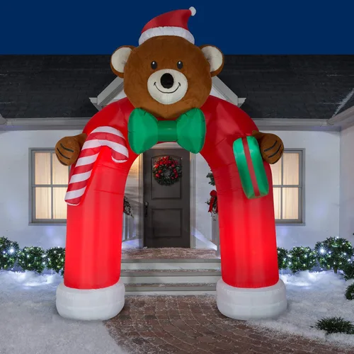 Vista 2 de Gemmy Arco animado inflable del oso de peluche de la felpa del LED de la Navidad