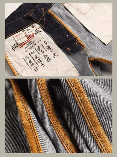 Vista 7 de Red Tornado 12oz Selvedge Denim Jeans Enjuagados Slim Straight Fit
