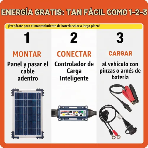 Vista 5 de Optimate Solar Duo 10 W, TM522-D1, 6 pasos 12 V/12.8 V 0.83 A resistente a la intemperie, cargador y mantenedor de ahorro de batería solar