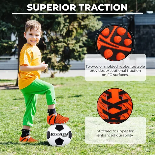 Vista 4 de Vizari USA Impact - Botines de fútbol para niños, zapatos de fútbol firme para jóvenes, diseño transpirable para niños pequeños, niños pequeños