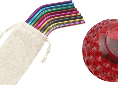 Vista 6 de Gugrida Pajitas de metal de acero inoxidable de 8.5 pulgadas, reutilizables, juego de 3 popotes – Cepillo de limpieza de color ultra largo